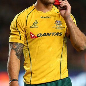 Original 2010 Kooga Australia Wallabies Rugby Jersey Qantas Yellow Men